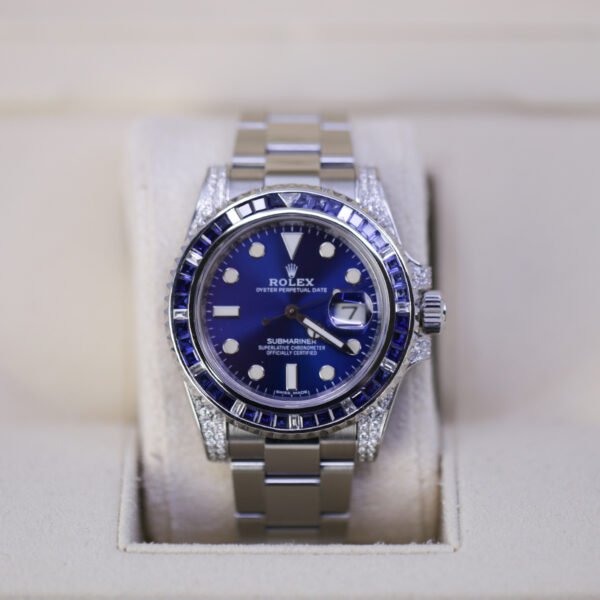 Rolex Submariner 116610 Oyster Perpetual Date Aftermarket Dial, Diamond Bezel and Lugs Watch - Image 8