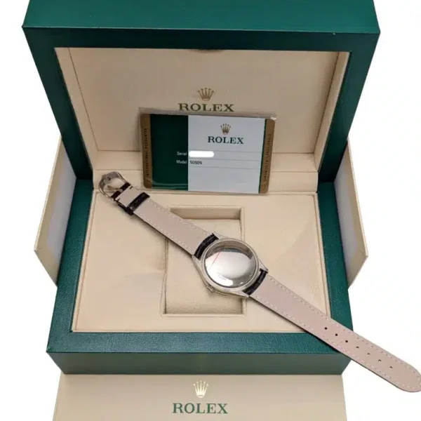 Rolex Cellini 50509 Black Diamond Dial Leather Strap Time 39mm Watch - Image 2