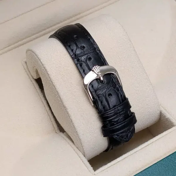 Rolex Cellini 50509 Black Diamond Dial Leather Strap Time 39mm Watch - Image 4