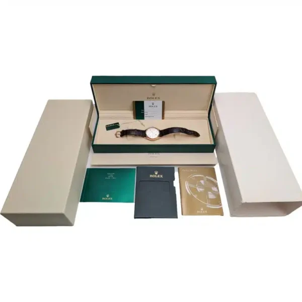 Rolex Cellini 50525 Silver Dial Leather Strap Dual Time 39mm Men’s Watch - Image 5