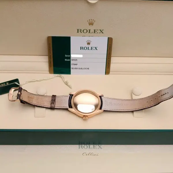 Rolex Cellini 50525 Silver Dial Leather Strap Dual Time 39mm Men’s Watch - Image 2